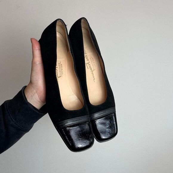 Salvatore Ferragamo Vintage 90s Y2K Suede and Patent Leather Pumps - Picture 1 of 7